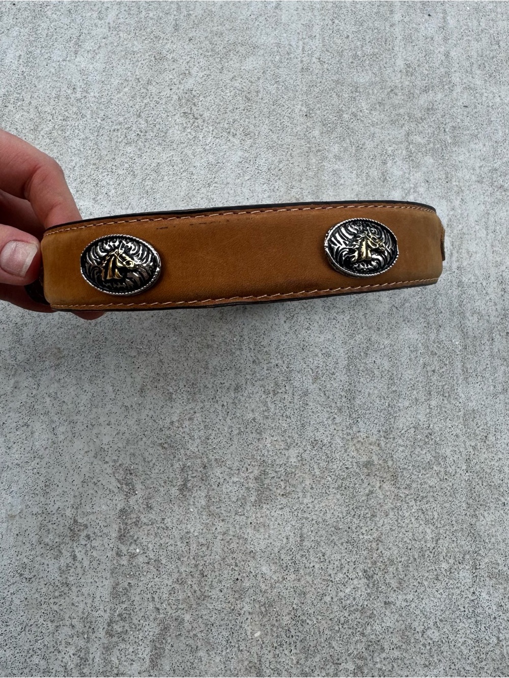 KIDS Tan Leather Belt with Silver Conchos